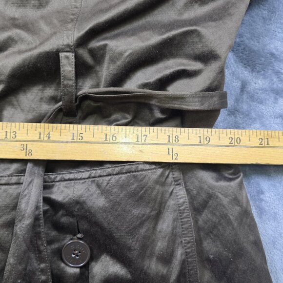 DKNY Womens Brown Trench Coat Lightweight Tie Waist Jacket Large - Picture 14 of 16